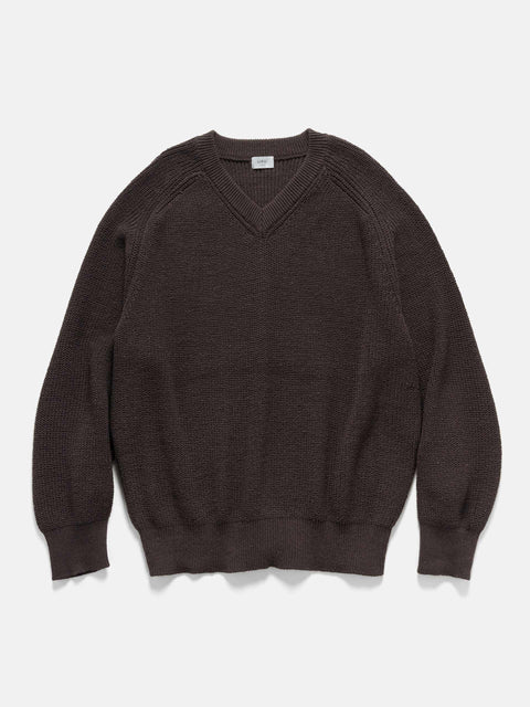 URU V Neck Knit Brown, Sweaters