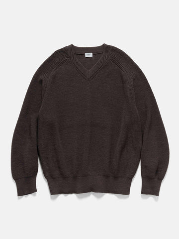 URU V Neck Knit Brown, Sweaters