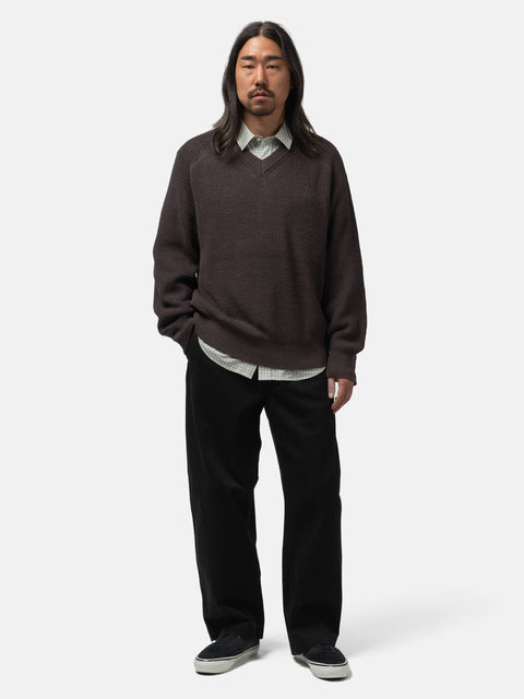 URU V Neck Knit Brown, Sweaters