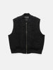 Flat shot of the Wool Boa Zip Up Vest Black in studio
