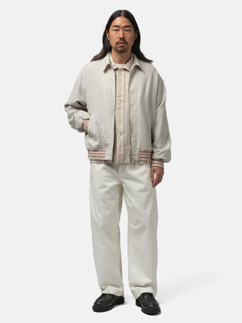 URU Wool Rayon Silk Zip Up Blouson L. Beige, Jackets
