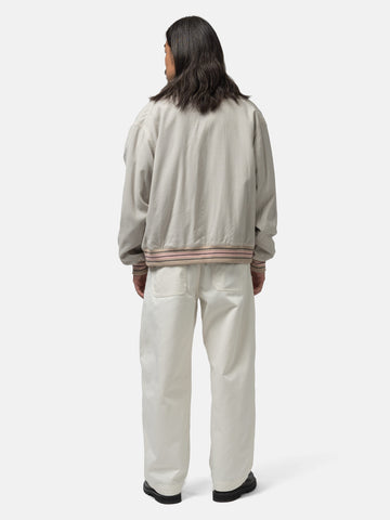URU Wool Rayon Silk Zip Up Blouson L. Beige, Jackets