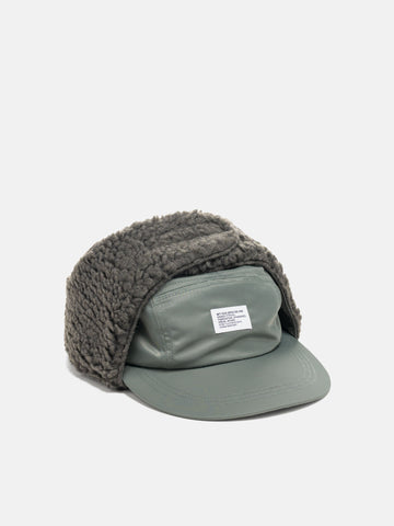 WTAPS AVT Cap Nylon. Satin in Cordura Olive Drab with ear flap attached