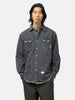 half body shot of the model wearing he WTAPS Allman / LS / Cotton. Denim Black