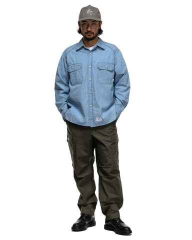 WTAPS CB / LS / Shirt Cotton. Chambray Indigo, T-Shirts