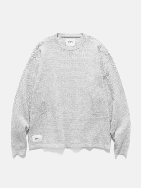 Flat shot of WTAPS KRS UPR Sweater in NYCO Gray