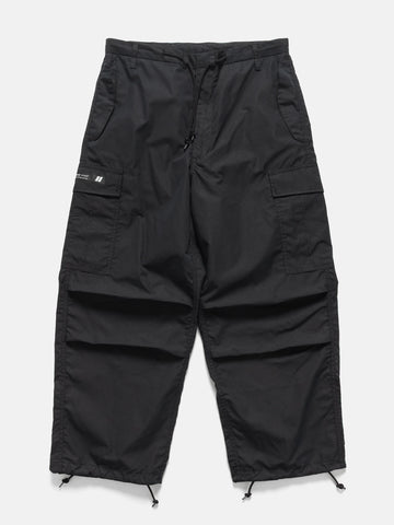 Flat shot of the WTAPS MILT9601 Trousers NYCO in Weather Black
