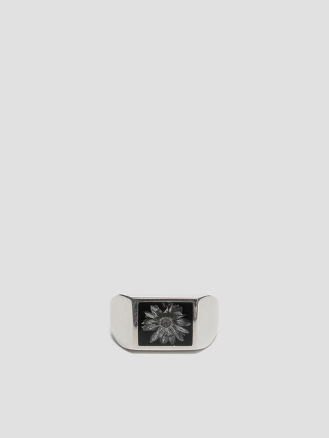 XOLO Jewelry Signet Ring with Black & Gray Flower, Jewelry