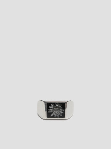 XOLO Jewelry Signet Ring with Black & Gray Flower, Jewelry