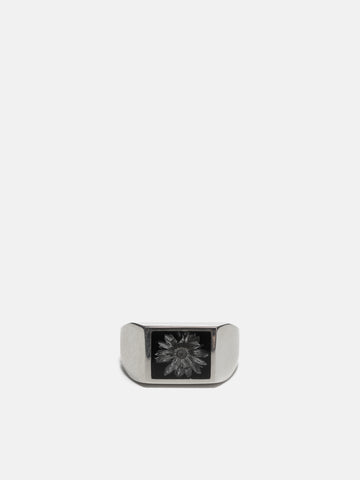 XOLO JEWELRY Signet Ring With Black & Gray Flower, Rings