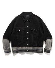 YOKE Laser Processed Denim Trucker Jacket Black, Outerwear