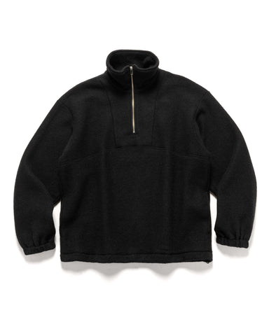 YOKE Wool Fleece Half Zip Pullover Black, Sweaters