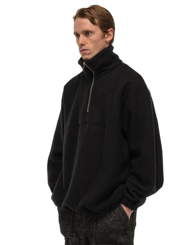 YOKE Wool Fleece Half Zip Pullover Black, Sweaters