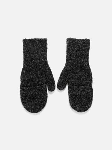YOKE 3Color Mix Boucle Mitten Charcoal, Gloves