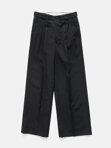 YOKE 3Pleated Wide-Leg Trousers Black, Trousers