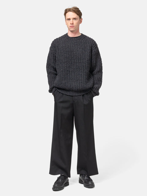 YOKE Baby Alpaca Big Waffle Sweater Black, Sweaters