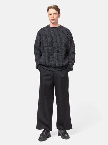 YOKE Baby Alpaca Big Waffle Sweater Black, Sweaters