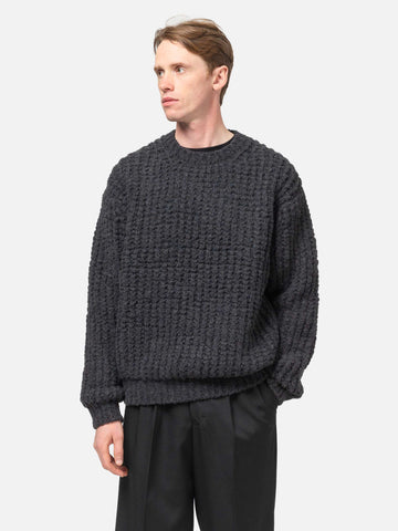 YOKE Baby Alpaca Big Waffle Sweater Black, Sweaters