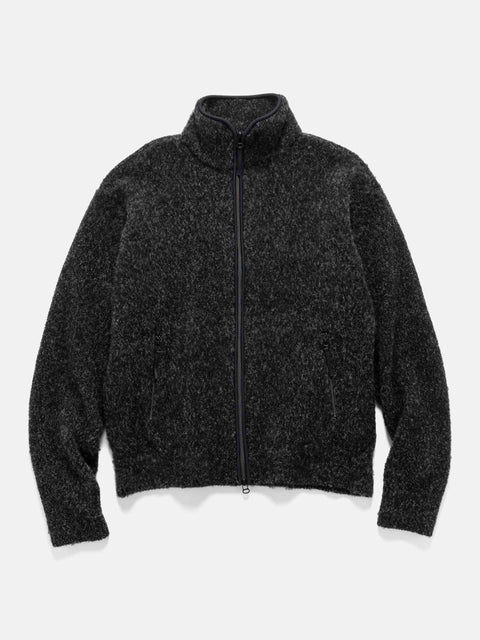YOKE Boucle Knit Zip Jacket Charcoal, Jackets