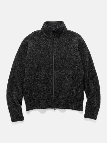 YOKE Boucle Knit Zip Jacket Charcoal, Jackets