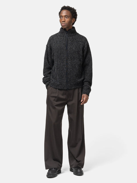 YOKE Boucle Knit Zip Jacket Charcoal, Jackets