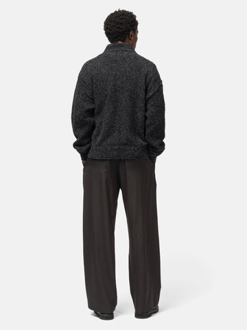 YOKE Boucle Knit Zip Jacket Charcoal, Jackets