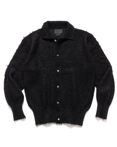 YOKE Brushed Mohair Knit Shirt Black, Sweaters