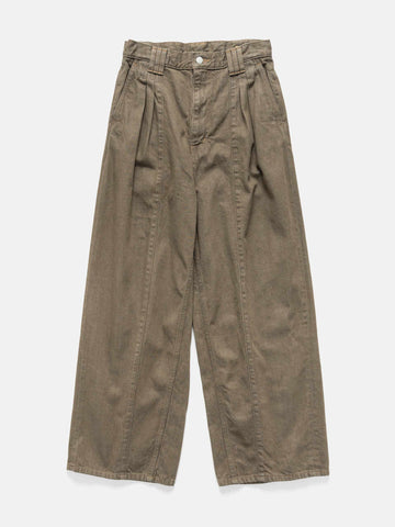 YOKE Denim 3Pleated Wide-Leg Trousers Khaki, Jeans