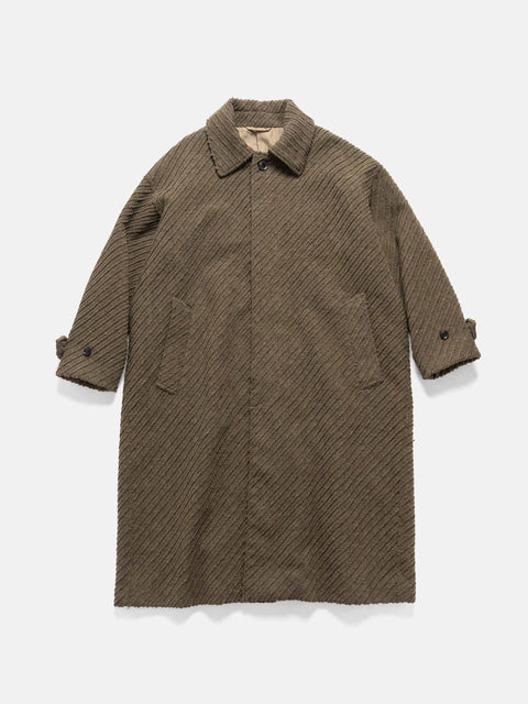 YOKE Herinbone Bonding Tweed Big Balmacaan Coat Olive, Coats