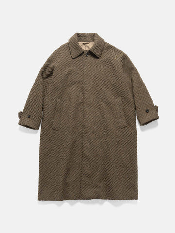 YOKE Herinbone Bonding Tweed Big Balmacaan Coat Olive, Coats