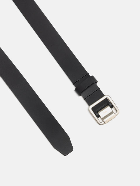 YOKE Leather Narrow Belt Black, Belts