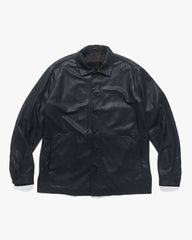 YOKE Leather Shirt Jacket Charcoal Navy, Outerwear