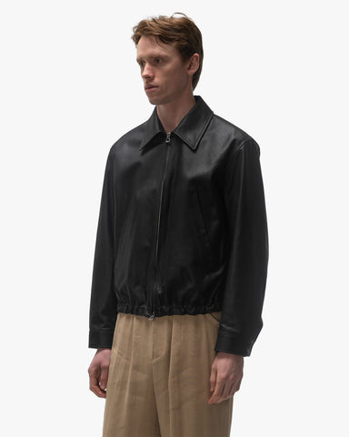 YOKE Leather Zip Blouson Black, Outerwear