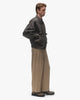 YOKE Linen Acetate Front Gather Wide Trousers Beige, Bottoms