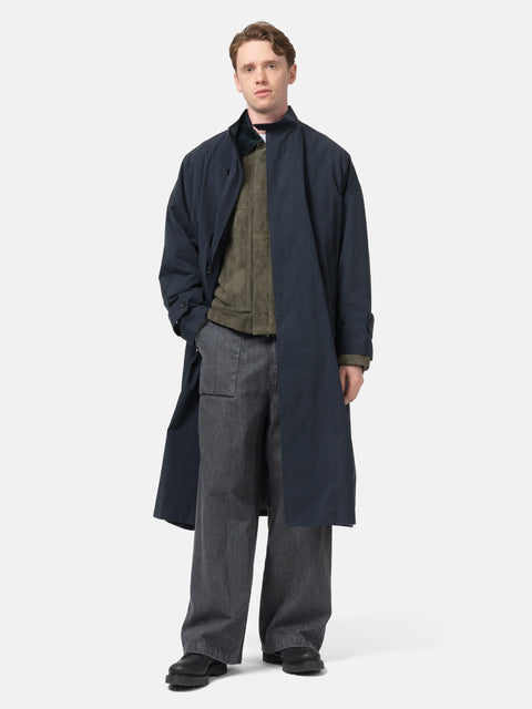 YOKE Stand Collar Over Coat Dark Navy, Coats