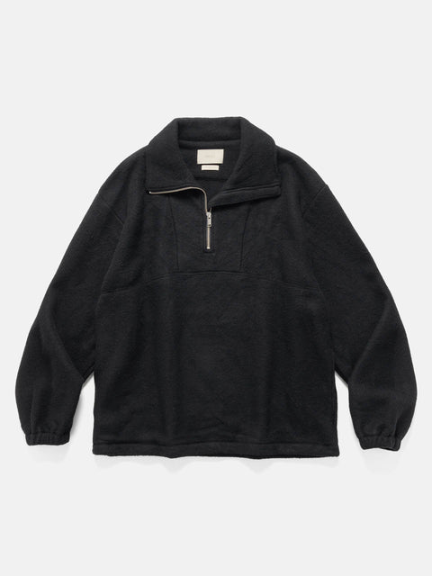 YOKE Wool Fleece Half Zip Pullover Black, Fleece