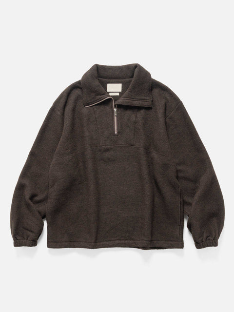 YOKE Wool Fleece Half Zip Pullover Brown, Fleece
