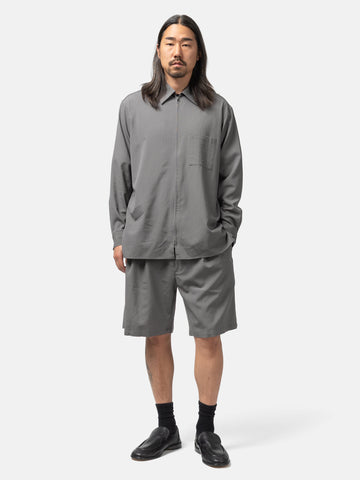 YOKE Wool Washer Tropical 2Pleated Easy Shorts Gray, Shorts