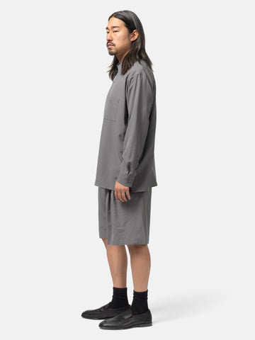 YOKE Wool Washer Tropical 2Pleated Easy Shorts Gray, Shorts