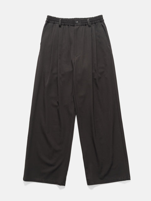 YOKE Wool Washer Twill 2Pleated Wide-Leg Easy Trousers Brown, Trousers