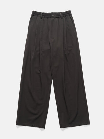 YOKE Wool Washer Twill 2Pleated Wide-Leg Easy Trousers Brown, Trousers