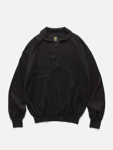 Batoner Ramie Wool Skipper Black, Sweaters