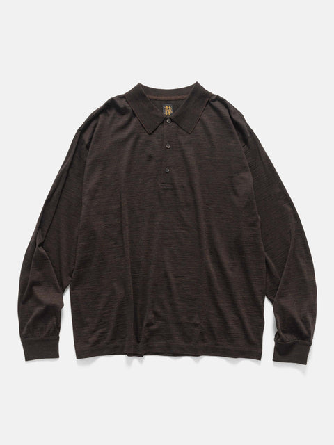 Batoner Wool Polo Long Sleeve Brown, Polos