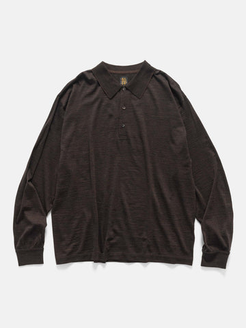 Batoner Wool Polo Long Sleeve Brown, Polos
