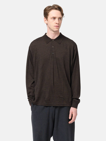 Batoner Wool Polo Long Sleeve Brown, Polos