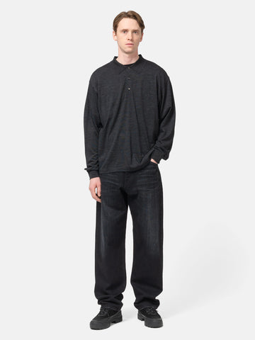 Batoner Wool Polo Long Sleeve Charcoal, Polos