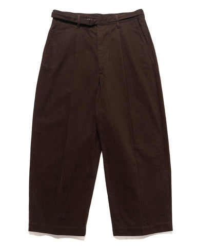 blurhms Brushed Twill Belted Trousers Chocolate, Bottoms