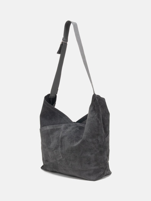 hobo Azuma Shoulder Bag M Pig Suede Charcoal, Shoulder Bags