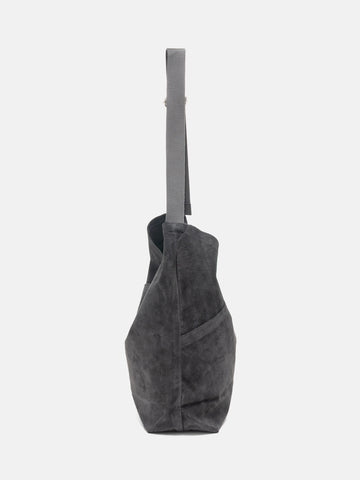 hobo Azuma Shoulder Bag M Pig Suede Charcoal, Shoulder Bags
