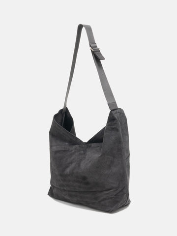 hobo Azuma Shoulder Bag M Pig Suede Charcoal, Shoulder Bags